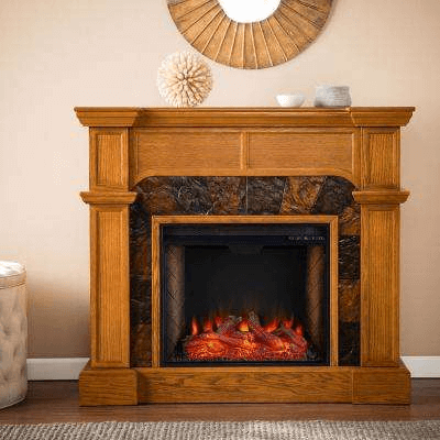 Electric Fireplace With Flat Wall Mantel Surround