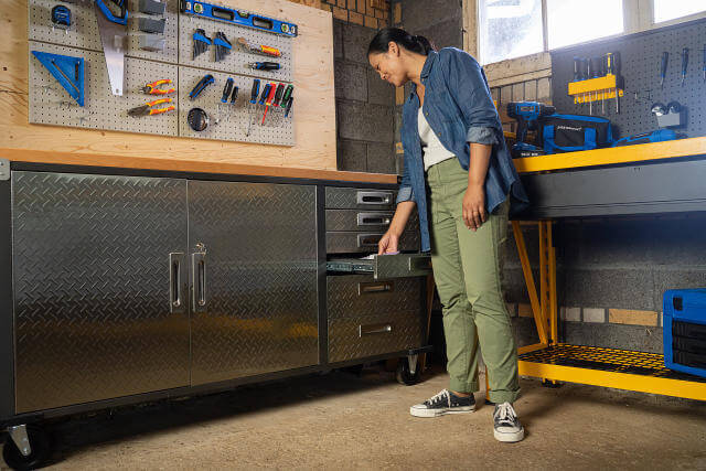 woman using organized garage - best home gear
