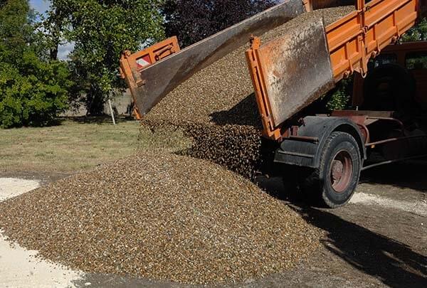 Truck delivery of landscape gravel